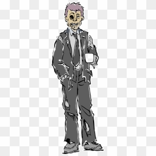 Coffee Drinking Zombie - Illustration Clipart