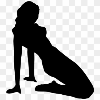 Silhouette Of Pin Up Girl - Woman On Her Knees Silhouette Clipart
