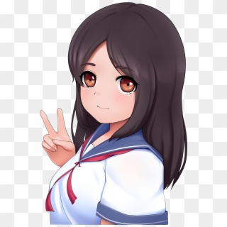 Girl In Sailor Fuku Publicdomainq - Anime Girl Peace Sign Clipart