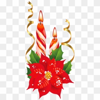 Poinsettia Clip Art With A Candle - Clipart Christmas - Png Download