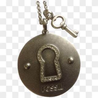 Fossil Brand Silver Tone Diamond Rhinestone Keyhole - Chain Clipart