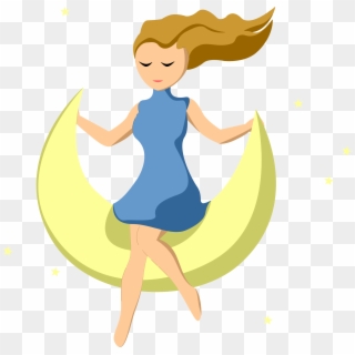 This Free Icons Png Design Of Girl On Crescent Moon Clipart