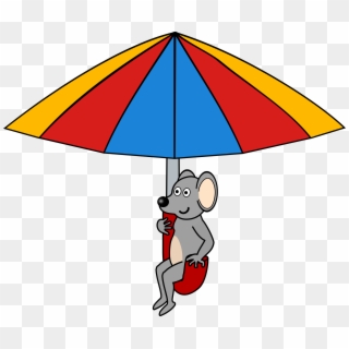 Umbrella Clip Arts - Mouse With Umbrella - Png Download