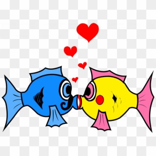 Hearts Clipart Fish Hook - Fish In Love - Png Download