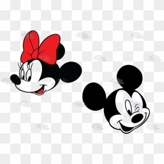 Smiling Cute Faces Mickey Mouse Minnie Mouse Red Bow - Mickey Mouse And Minnie Mouse Face Clipart