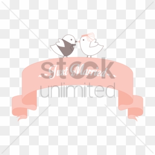 Just Married Banner Vector Graphic - Cartoon Clipart