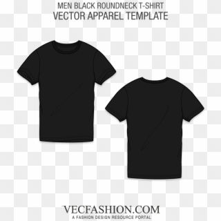 Black Tshirt Template Png - Black Round Neck T Shirt Vector Clipart