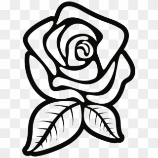 Black Rose Black And White Silhouette Drawing - Rose Outline Clipart - Png Download