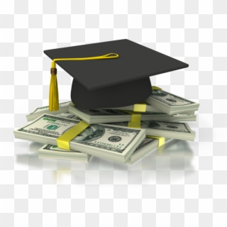 Graduation Cap Sitting On A Stack Of United States - Graduation Cap And Money Clipart