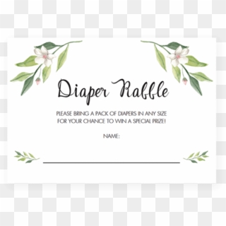 Green Foliage Baby Shower Diaper Raffle Tickets Printable - Diaper Raffle Tickets Png Clipart