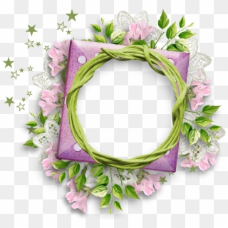 Purple Flower Clipart Round Flower Frame Round Flower - Png Download