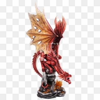 Roaring Red Dragon With Treasure Statue - Statue Clipart