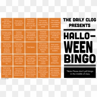 Uc Berkeley Bingo - Find Someone Who Halloween Bingo Clipart