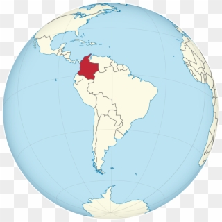 Colombia On The Globe - Colombia In South America Clipart