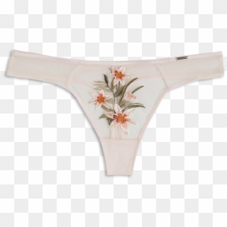 Thong Low With Embroidery Pink - Thong Clipart