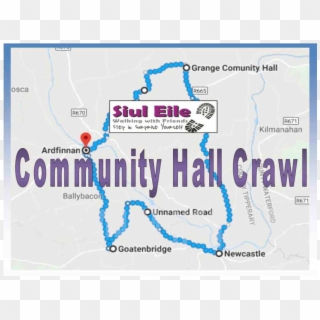 Community Hall Crawl 28km Walking Challenge - Map Clipart
