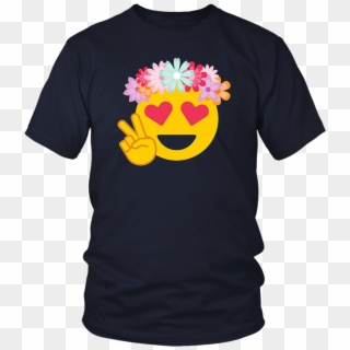 Funny Smiley Smiling Heart Eyes Emoji With Hippie Flower - Larry Bernandez T Shirt Clipart