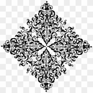 Black And White Paisley Floral Design Ornament Drawing - Paisley Crown Clipart - Png Download