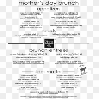 Steak 48 Houston Mother's Day Brunch Menu - Mother's Day Brunch 2018 Chicago Clipart