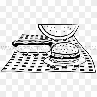 825 X 424 3 - Picnic Clipart Black And White - Png Download