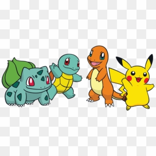 Pokemon Starters Png - Pikachu Charmander Squirtle Bulbasaur Png Clipart