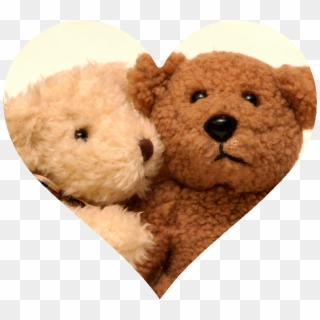 Tan And Brown Bears Hugging In Heart Cutout - 2 Teddy Bears Hugging Clipart
