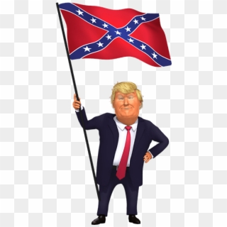 Holding Confederate Flag Trump 3d Caricature - Trump Holding Confederat Flag Clipart