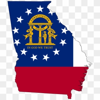 The Flag Of Georgia Superimposed On A Map Of The State - Georgia Flag Map Clipart