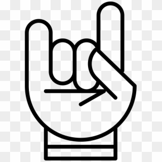 Hand With White Outline Forming A Rock On Symbol Comments - Rockstar Hand Sign Png Clipart