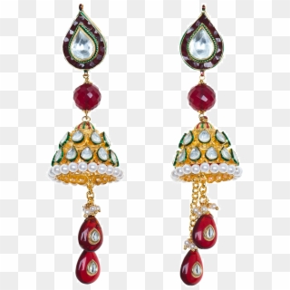 Omkari Jhumka Earrings - Indian Earrings Png Clipart