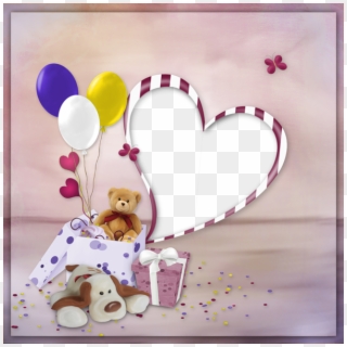 Birthday Transparent Png Frame With Gift And Teddy - Frames For Birthday Gift Clipart