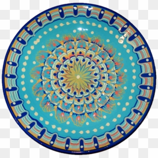 11" Baby Blue Pottery Plate - Bulgarian Pottery Clipart