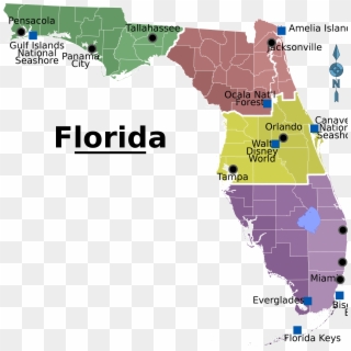 Map Of Florida Regions With Cities - Florida 3 Major Cities Clipart