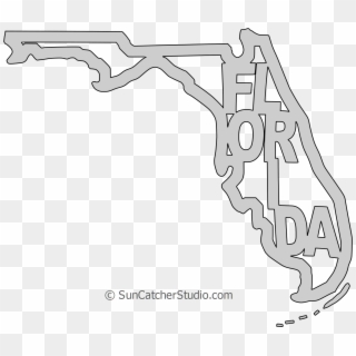 Florida Map Shape Text, Outline Scalable Vector Graphic - Line Art Clipart