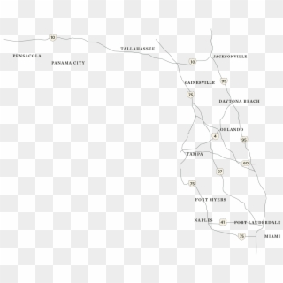 Florida Map Displaying Roads And Cities - Map Clipart