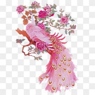 Would Love This Picture To Hang In My Bathroom - Pink Peacock Painting Clipart