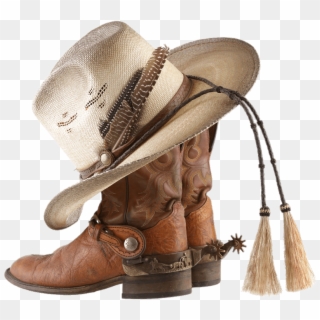 Cowboy Boots And Hat With Tassels - Cowboy Boots Png Clipart
