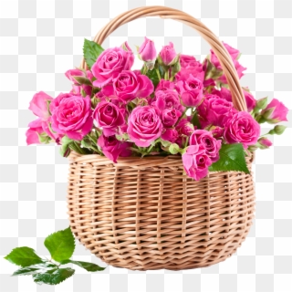 Pink Rose In Basket Png - Pink Rose Flowers Clipart