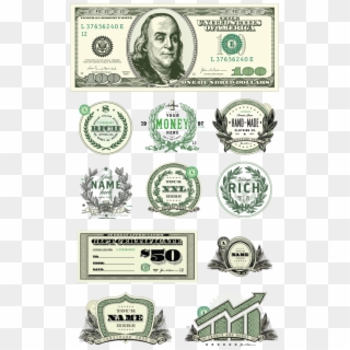 Vector Dollar Bill And Money Clipart Sets - 100 Dollar Bill Illustration - Png Download