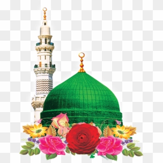 Masjid Nabvi With Flowers Png Image - Masjid E Nabvi Png Clipart