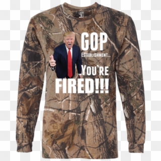 Donald Trump Fires Gop Long Sleeve Camo T-shirt Tiberius - Wood Camo T Shirt Clipart