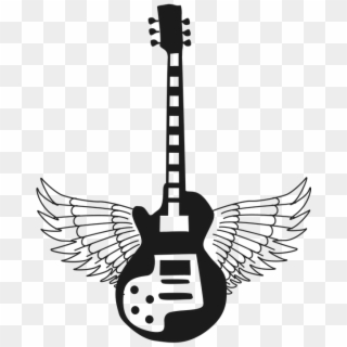 Guitar Abstract Wings Silhouette Music Instrument - Ltd Les Paul White Clipart
