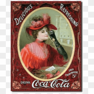 Coca-cola Victorian Red Dress Metal Sign - Victorian Coca Cola Clipart