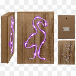 Pink Coloured Neon Light In Wooden Box - Plywood Clipart