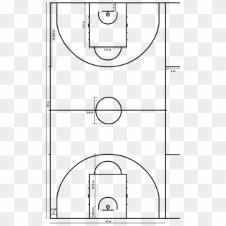 Basketball Court Measurements - Basketball Court Diagram Png Clipart