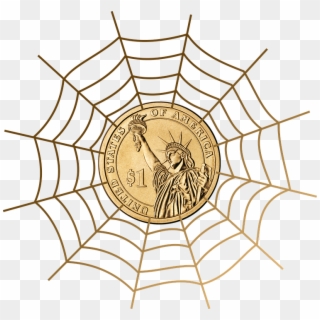 Dollar, Currency, Money, Cobweb, Network, Us-dollar - Spider Web Tattoo Png Clipart