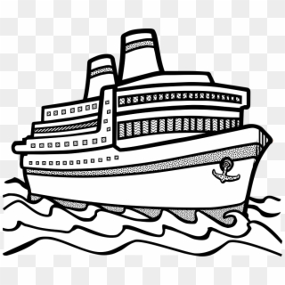 Cruise Drawing Ferry Line - Black And White Clip Art Ship - Png Download