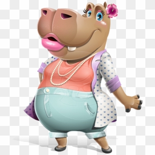 Female Hippo Cartoon Character - Cartoon Clipart