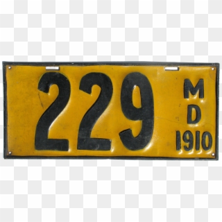 Maryland License Plate, 1910 - 1910 Maryland License Plate Clipart