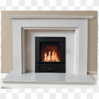 White Marble Fireplace - Gas Fire With Cream Marble Surround Clipart